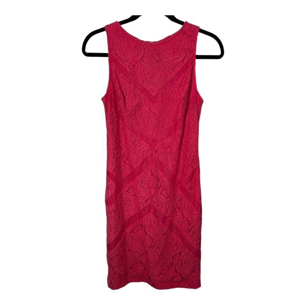 Julia Jordan Pink Sleeveless Rose Crochet Mesh Dress Back Exposed Zipper 6